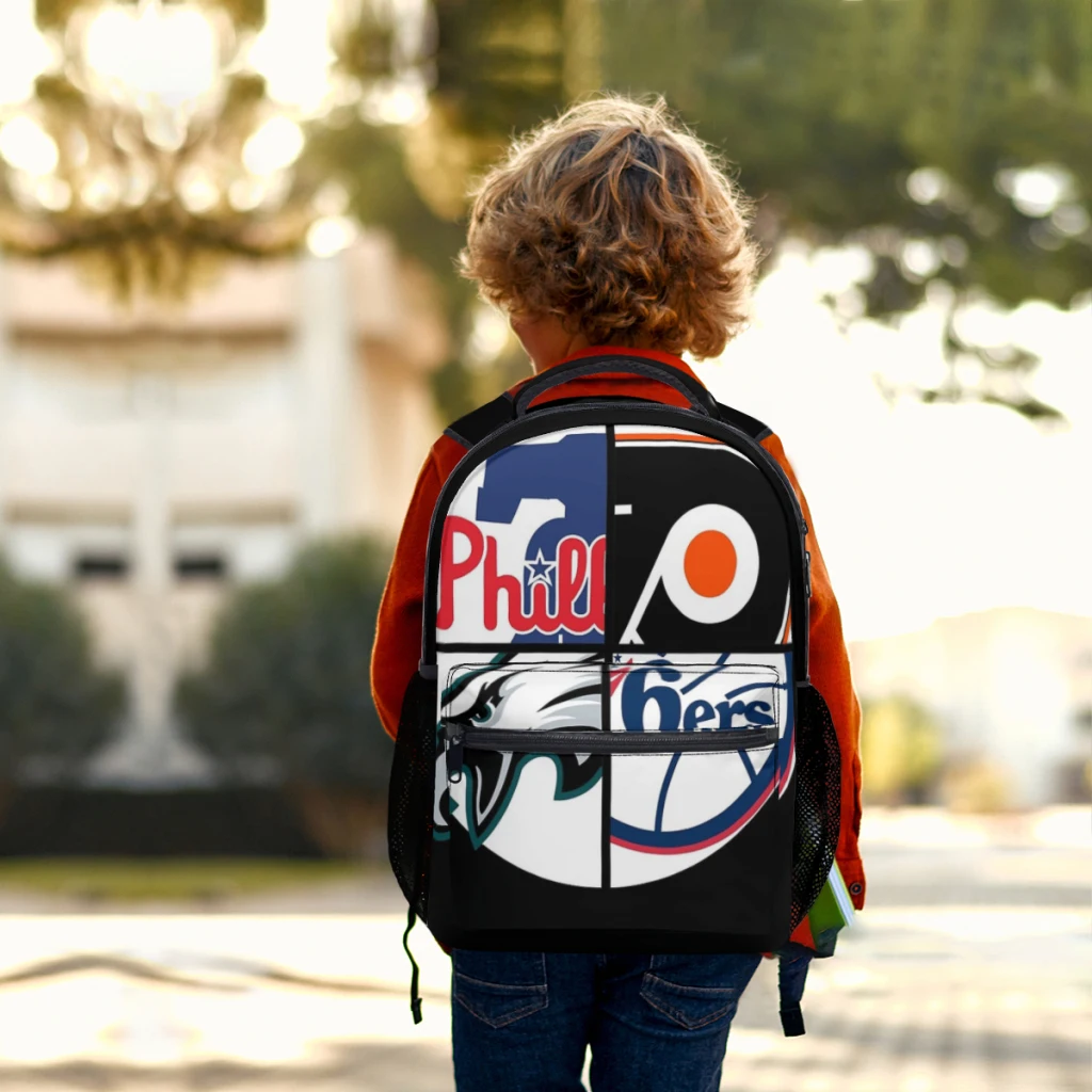 Bolsa de faculdade infantil, clássica impressa, leve, casual, adequada para jovens, esportes do Brooklyn, 17"