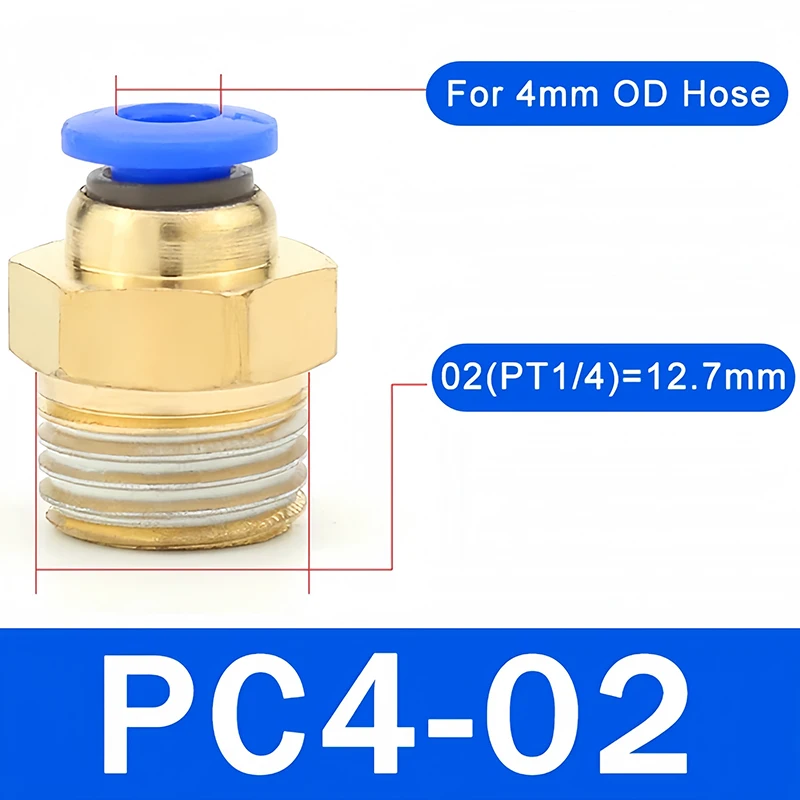 5PCS Quick Connect Air Fittings PC Series - 4mm Hose to M5 1/8" 1/4" Thread Pneumatic Push in Connector for Compressor T&I Online Store
