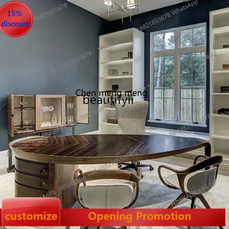 

cn8617 ssss 8617 Italian light luxury desk all solid wood desk pure solid wood walnut desk boss table