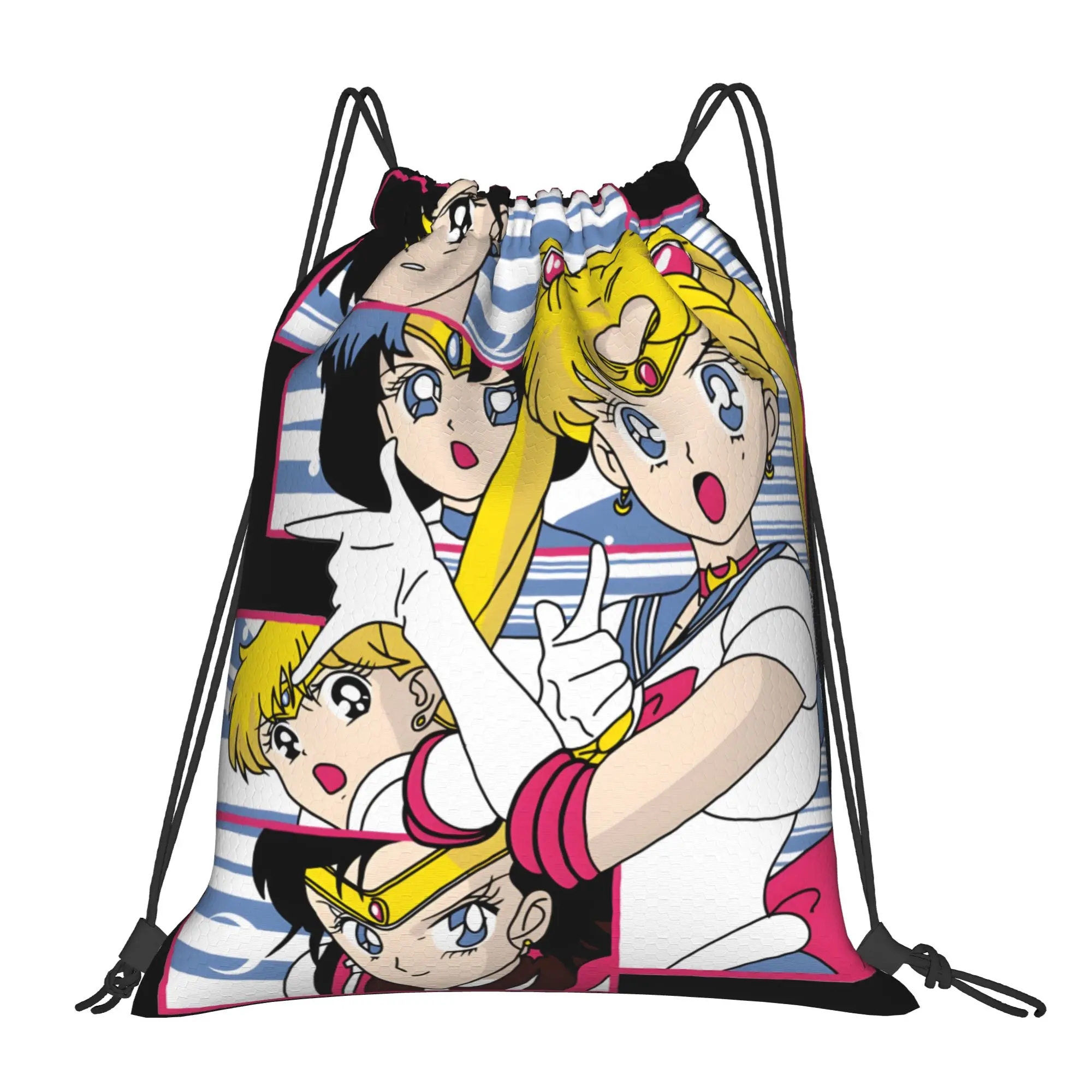 1 pc 90s Anime Squad Sailor Moon Drawstring Bags Hiking Unisex Storage Bag