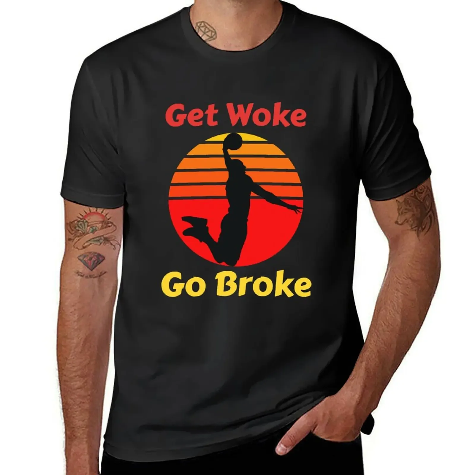 

Get Woke Go Broke Retro Basketball Design T-Shirt basketball graphic tees sublime kawaii clothes mens workout shirts
