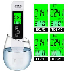 Tester di qualità dell'acqua digitale bianco gamma di misuratori di temperatura multifunzionale per la purezza dell'acqua Tester di temperatura