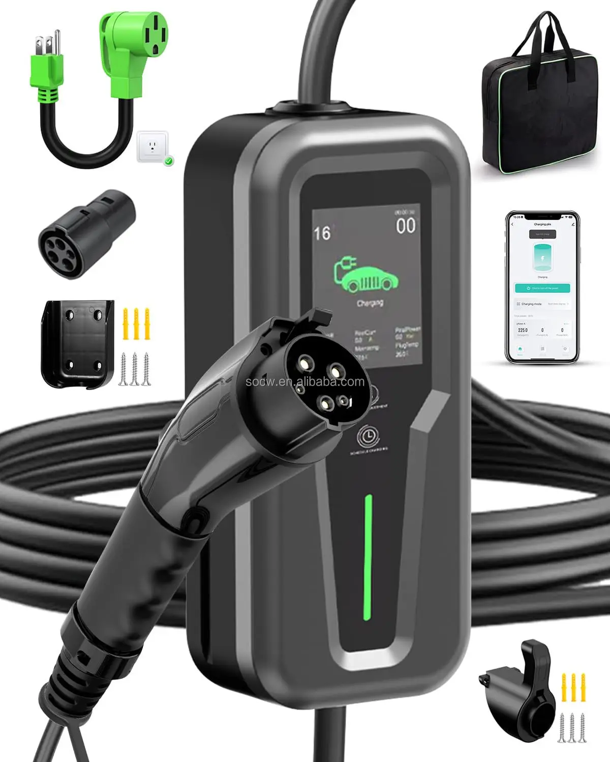 

Customizable EV Charger, Adjustable Current 6A-32A, 240V, 3.5/7/11/22kW, TUV & ETL Certified, Home Charger, OEM for All EVs