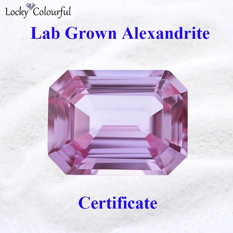 

Lab Grown Alexandrite Stone Purple Color Emerald Shape Charms Beads for Diy Jewelry Making Materials Selectable AGL Certificate