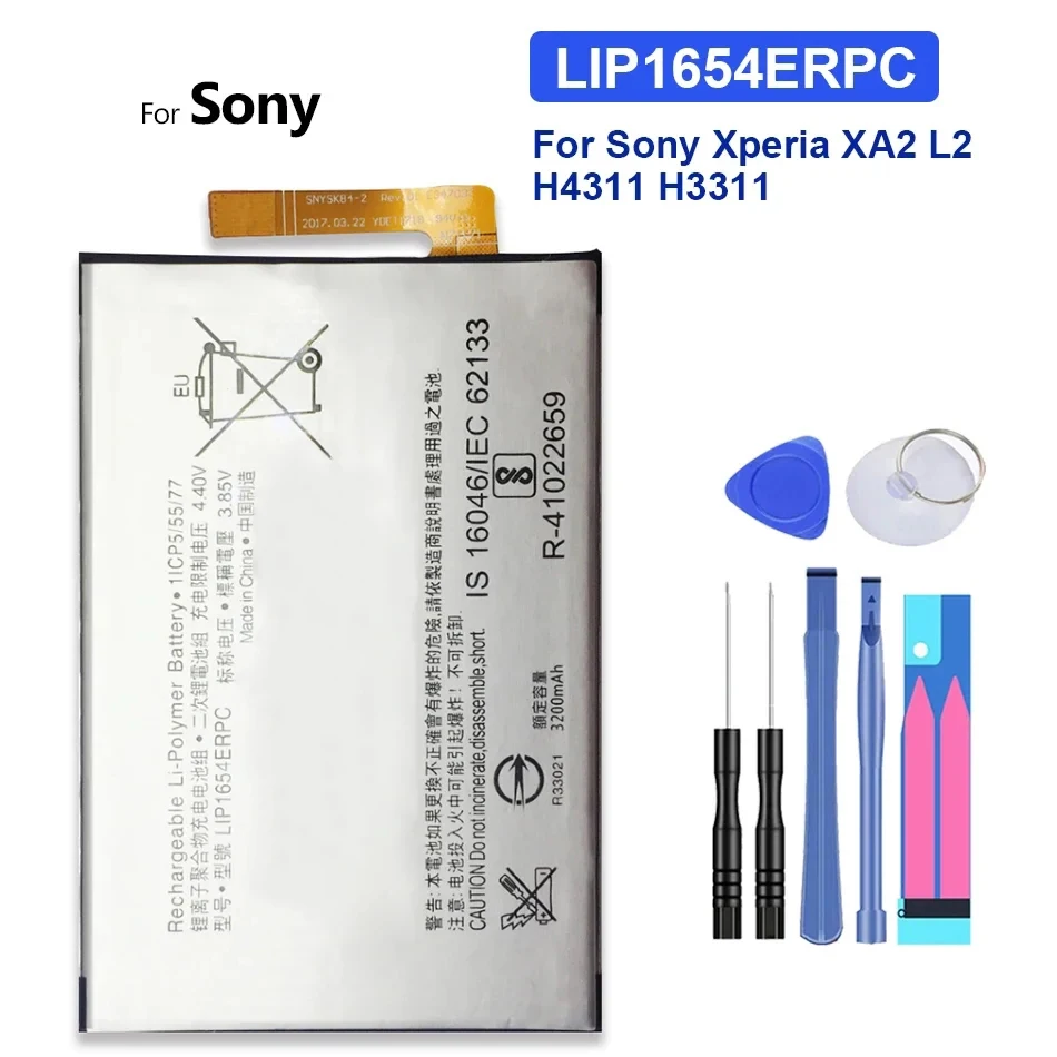 LIP1654ERPC Phone Battery 3200mAh For Sony Xperia XA2 L2 H4311 H3311 H4331 Replacement Batteria + Free Tools