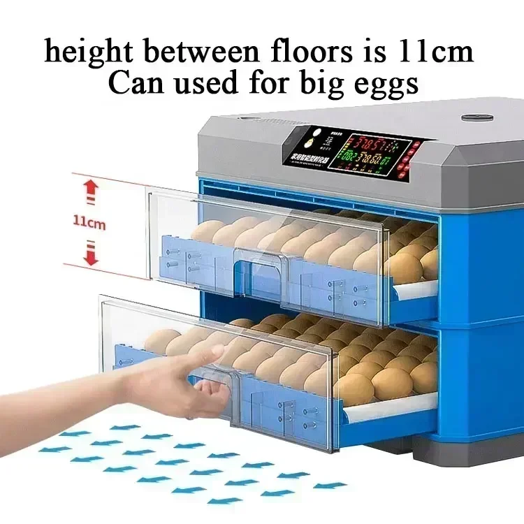 256-500 Capacity Egg Incubator Fully Automatic Dual Power Hatching Machine Chick Roller Automatic Temperature Humidity Control