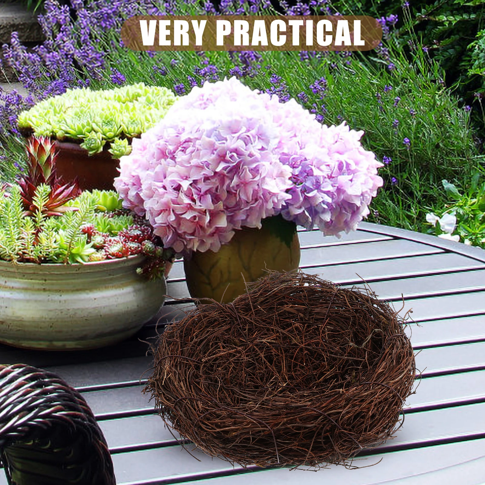 

2Pcs Rattan Bird Nest 20cm Home Garden Decoration Artificial Nests Lawn Artificial Bird Nests Decoration Balcony Craft Supplies