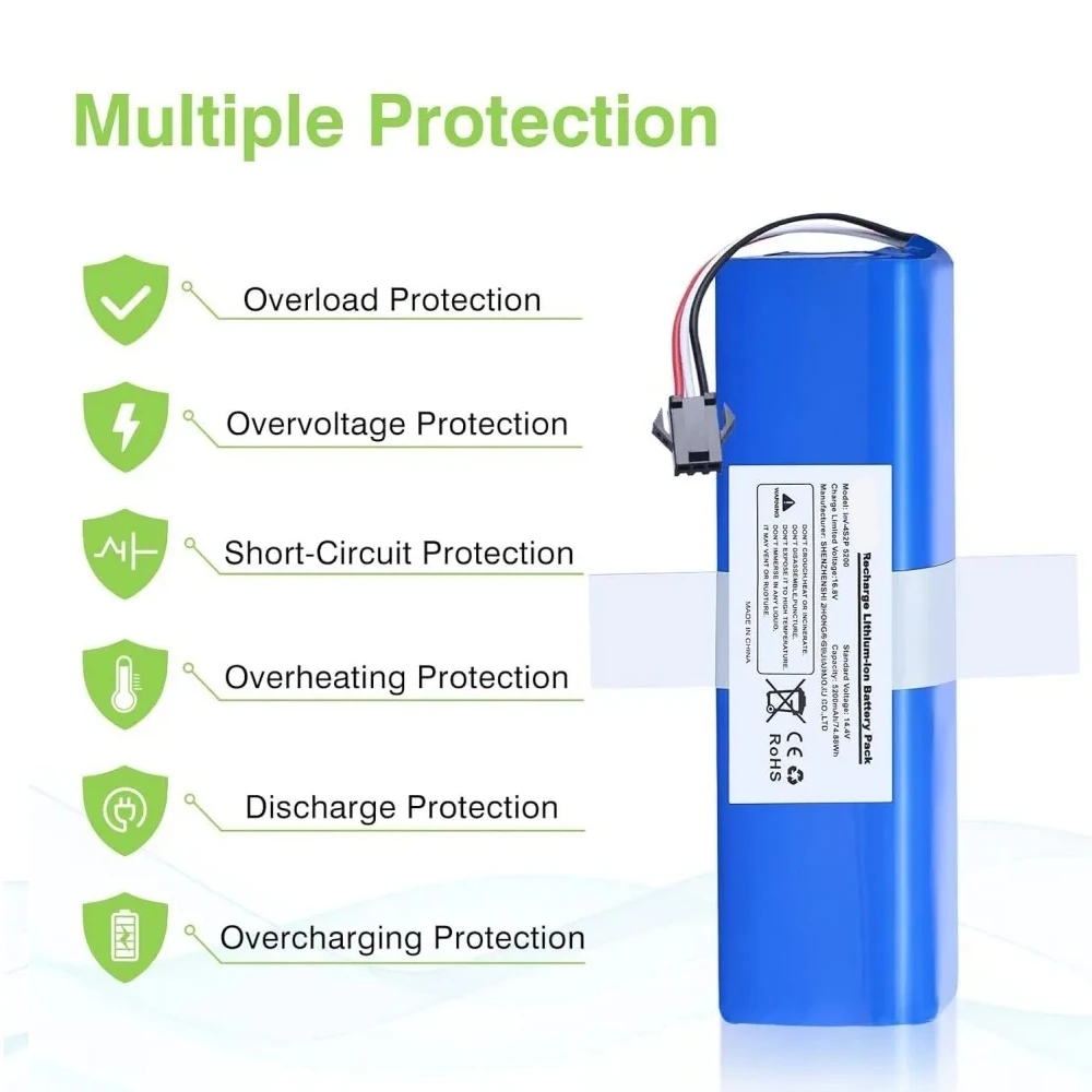 Vervanging Voor XiaoMi Lydsto R1 Roidmi Eve Plus Viomi S9 Robot Stofzuiger Batterij Capaciteit 12800mAh Accessoires Onderdelen