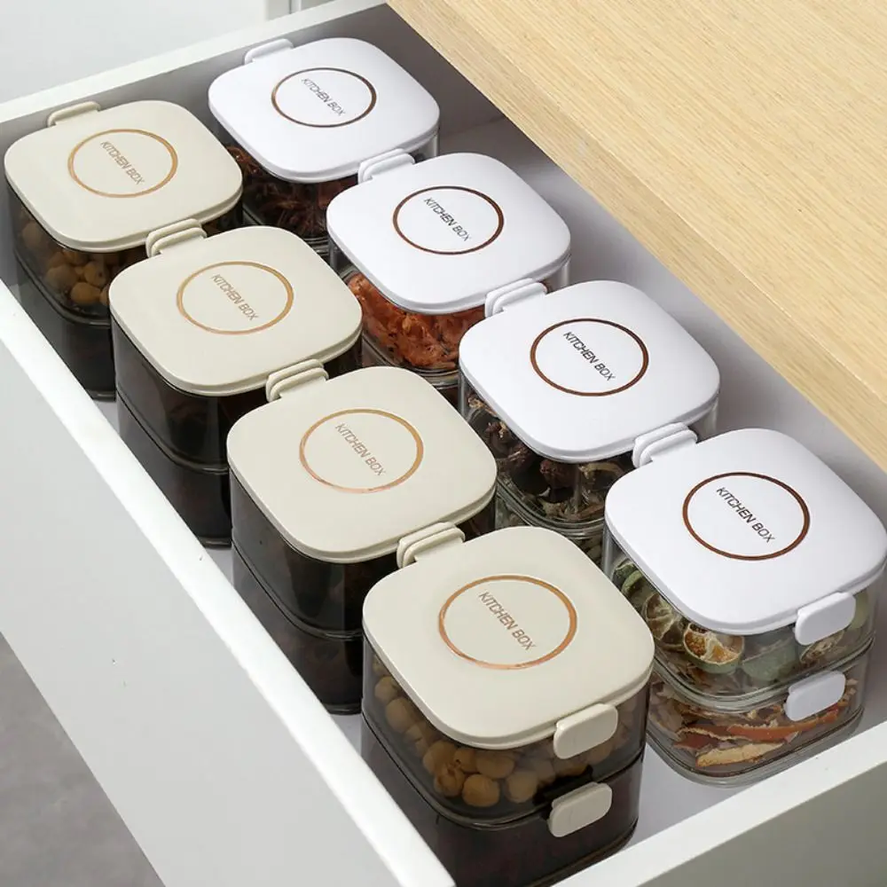 High Quality Clear Kitchen Seasoning Organizer Stackable Fresh-keeping Seasoning Box Space-saving Plastic Condiment Jars