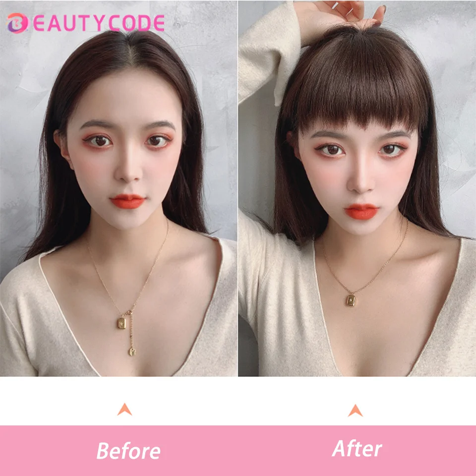 False Bangs Irregular Front Fringe Clip On Bangs Hairpiece Black Brown Natural Soft Synthetic Bangs Hair Extensions for Women