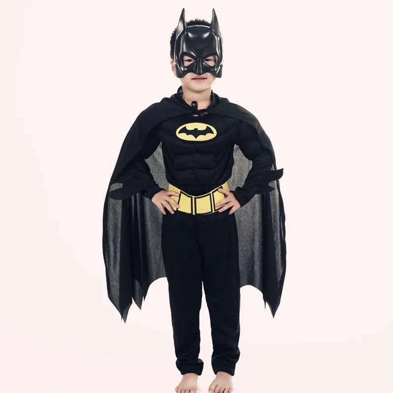 Kids Cosplay Jumpsuit Hero Costume Suit with Cape Mask Men Superhero Wayne Cosplay High quality Halloween Carnival Party