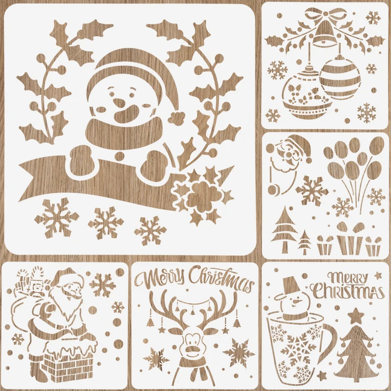 

Christmas Drawing Stencil Templates DIY Wall Window Floor Decor Embossing Paper Card Painting Scrapbooking Stamp Album Decor