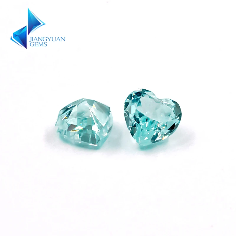 

JIANGYUANGEMS 16#Paraiba Blue Heart Crushed Ice Cut Cubic Zirconia Stone 5A 5x5mm Zircon Loose CZ Synthetic Gemstone For Jewelry