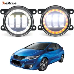 Led Fog Lights PTF 30W W/ Lens for Honda Civic IX FK 2015 2016 2017 Turn Signal Angel Eye Car DRL Halo Daytime Running Light