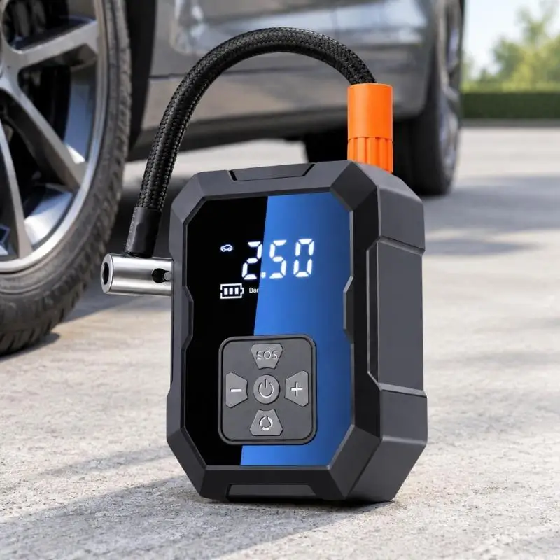 M76E Digital Tire Air Pumps Tire Inflator with Pressure and Battery Level Display