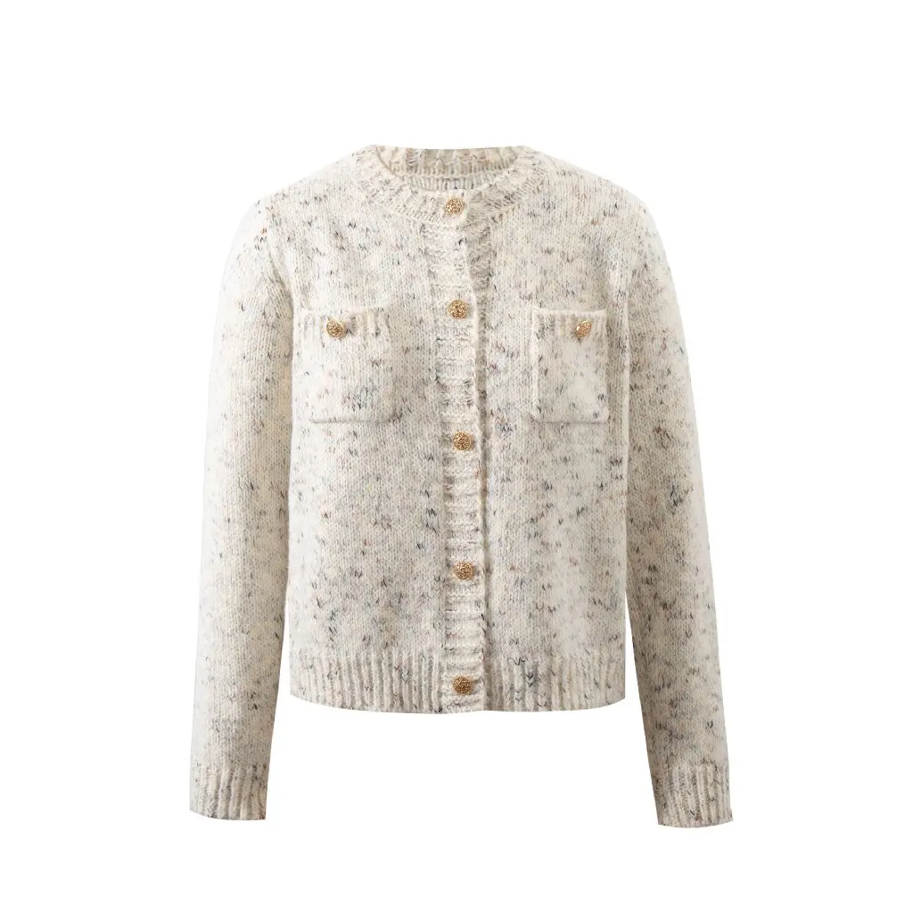 

Women's High-Grade Knitted Cardigan round Neck Button Casual Sweater Jacket French Elegant Loose Fit Autumn