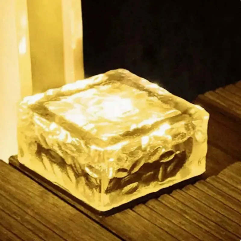 Solar Powered LED Luminous Ice Cube  Lamp Energy Light Waterproof Outdoor Garden Light for Yard Backyard Lawn Patio Decorative