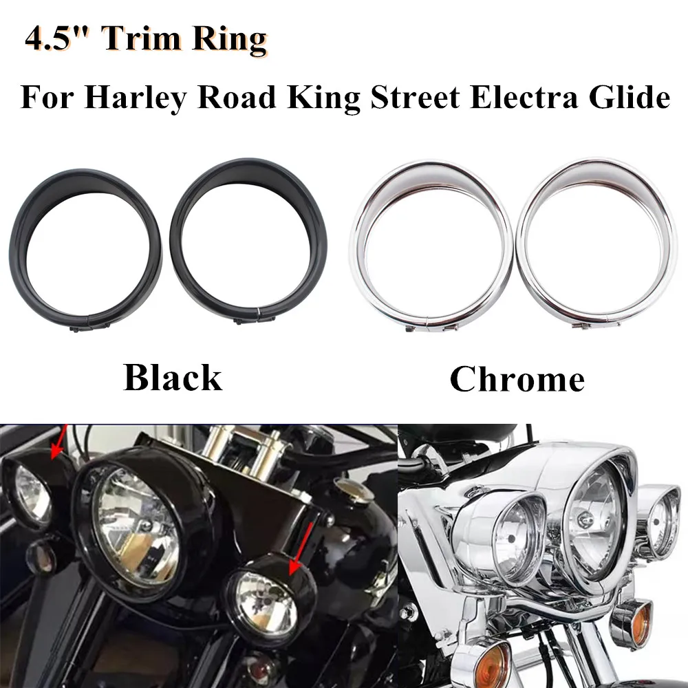 

Motorcycle Accessories 4.5" Auxiliary Fog Light Visor Trim Ring For Harley Touring Road King Electra Glide Street Glide Softail