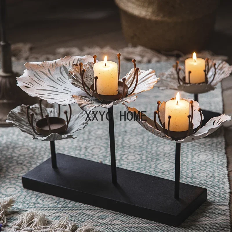 Picture 4: Dinner Lamp Props Nordic Romantic Candlestick Distressed Decorations B & B