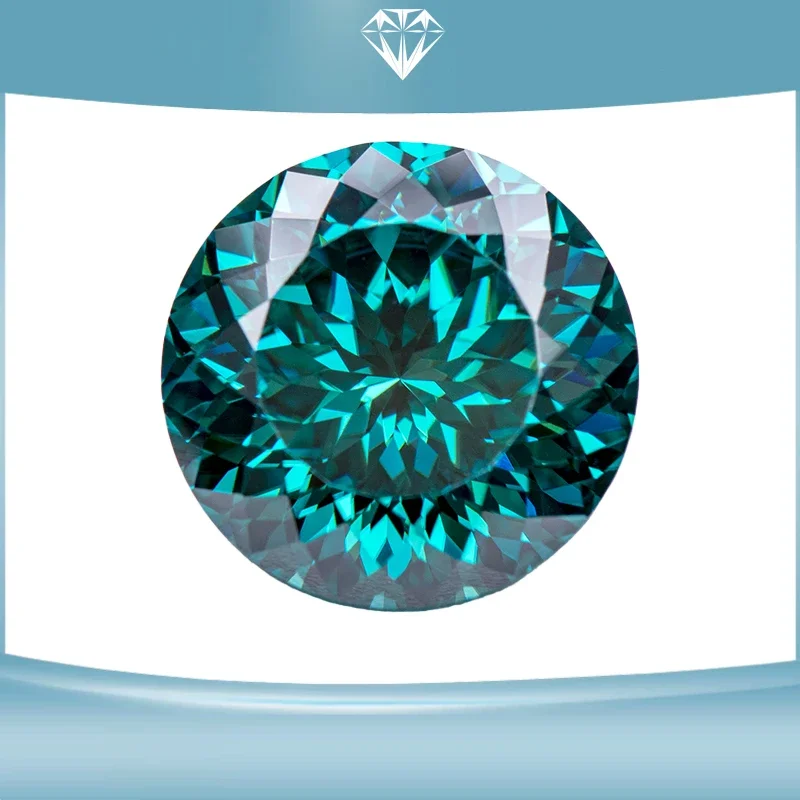 Moissanite Stones 100 Faces Cut Round Shape Emerald Green Primary Colours  DIY Jewelry Making Materials with GRA Certificate