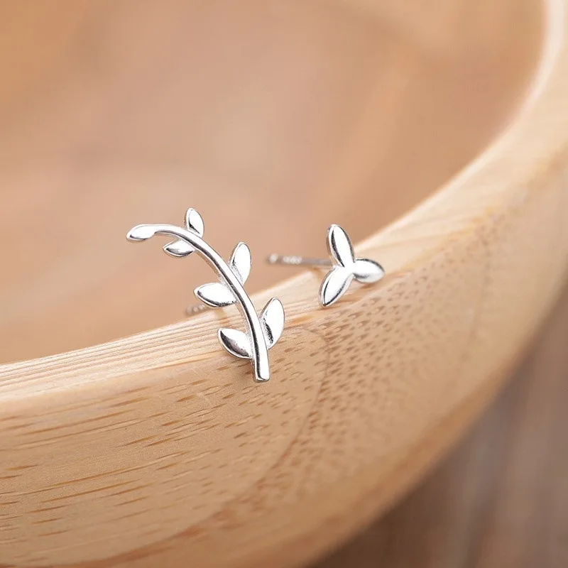 

925 Sterling Silver Leaf Stud Earrings For Woman Wedding Luxury Charm Elegant Wholesale Jewellery Argent 925 Prevent Allergy