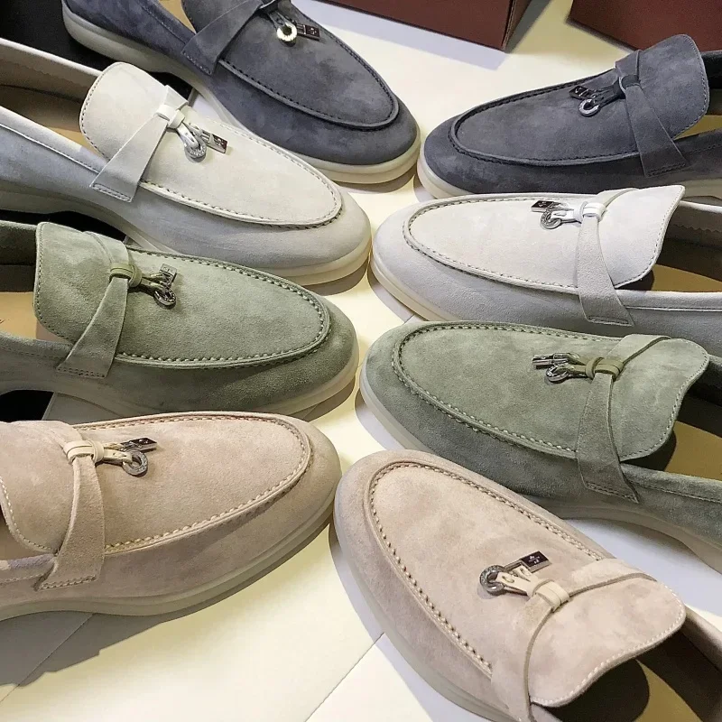 Mocasines de piel auténtica para hombre y mujer, zapatos planos, calzado deportivo y de ocio para caminar, primavera y otoño, novedad de verano