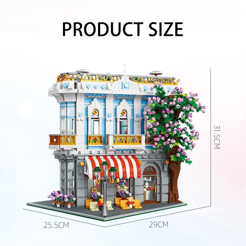 Décennie s de construction de restaurant Sakura pour enfants, série Street View, tiges créatives, modèle de café de la ville, jouets en briques, cadeau de Noël, MOC