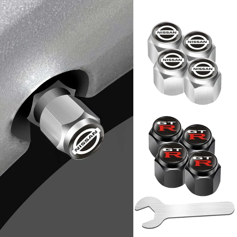 Alloy Car Styling Wheel Tire Valve Caps Cover With Wrench for Nissan GTR 350Z Kicks Teana Maxima Navara Sylphy Versa X-Trail