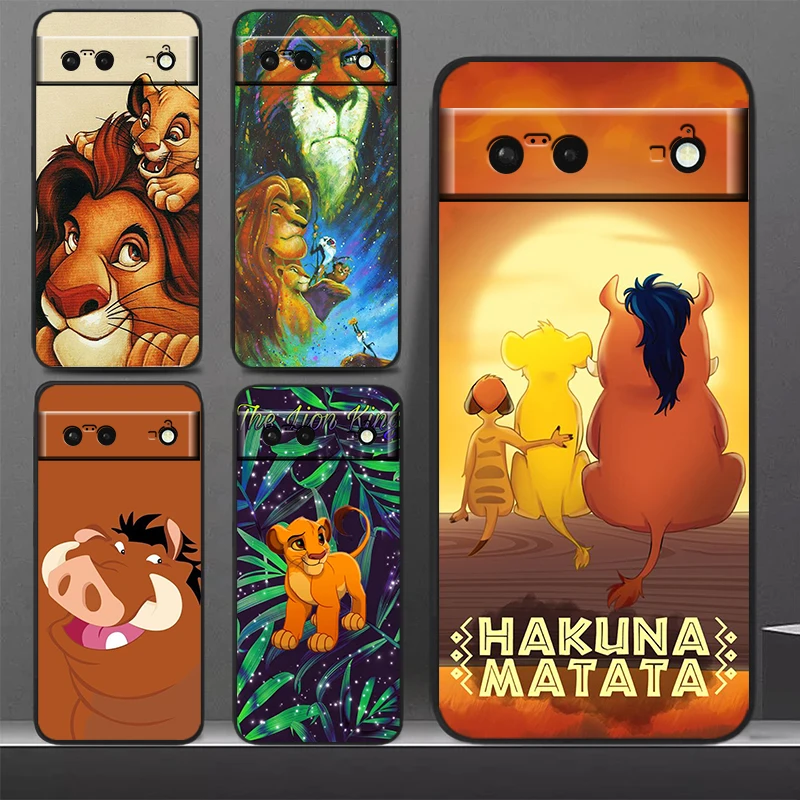 Cartoon Animation Lion King Phone Case For Google Pixel 8 7 Pro 6 Pro 6A 5A 5 4 4A XL 5G Black Soft Cover Fundas Cover