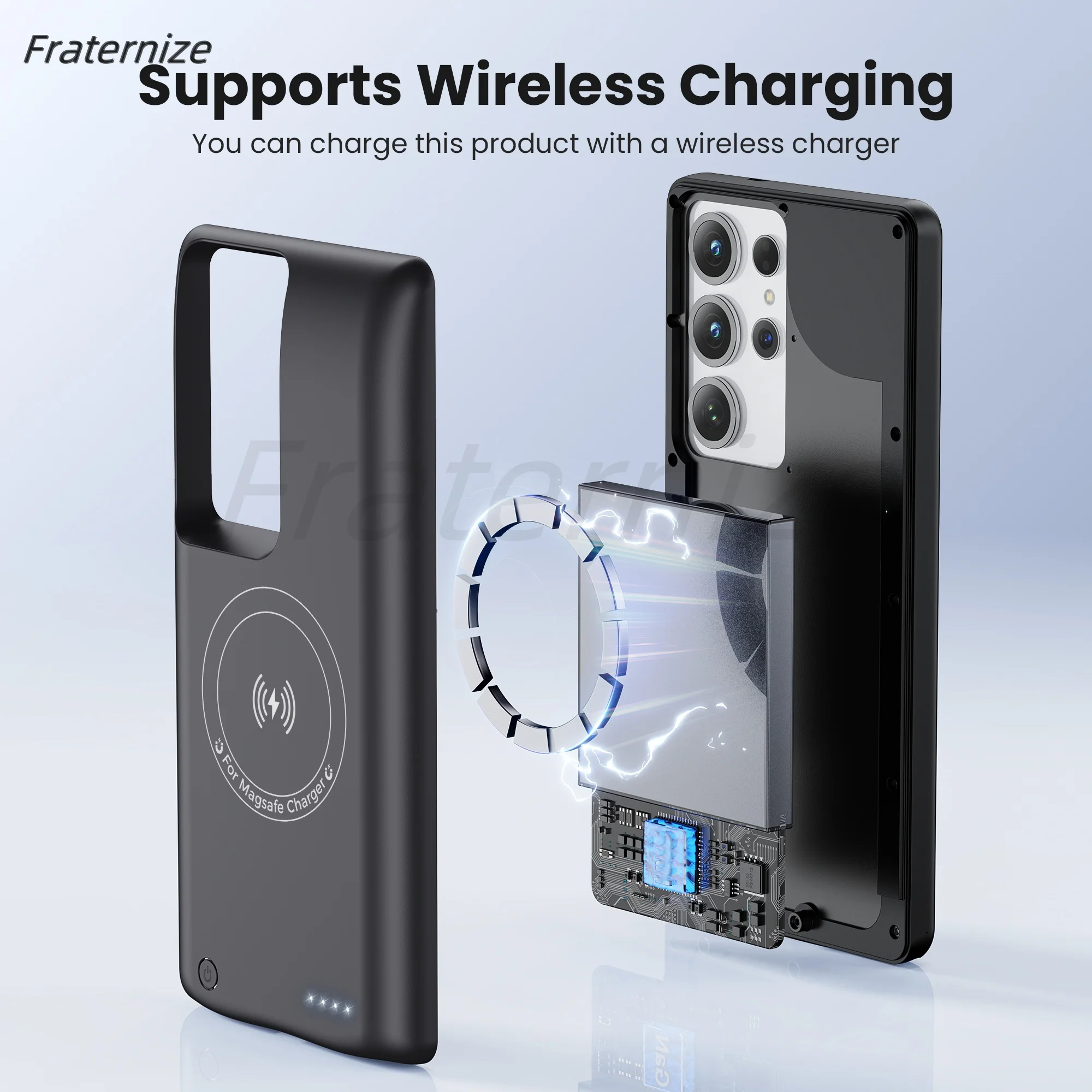 Wireless Charging Battery Case for Samsung Galaxy S24 Ultra/S24 Plus/S24 Portable Charging Cover for Magsafe Battery Pack 10000