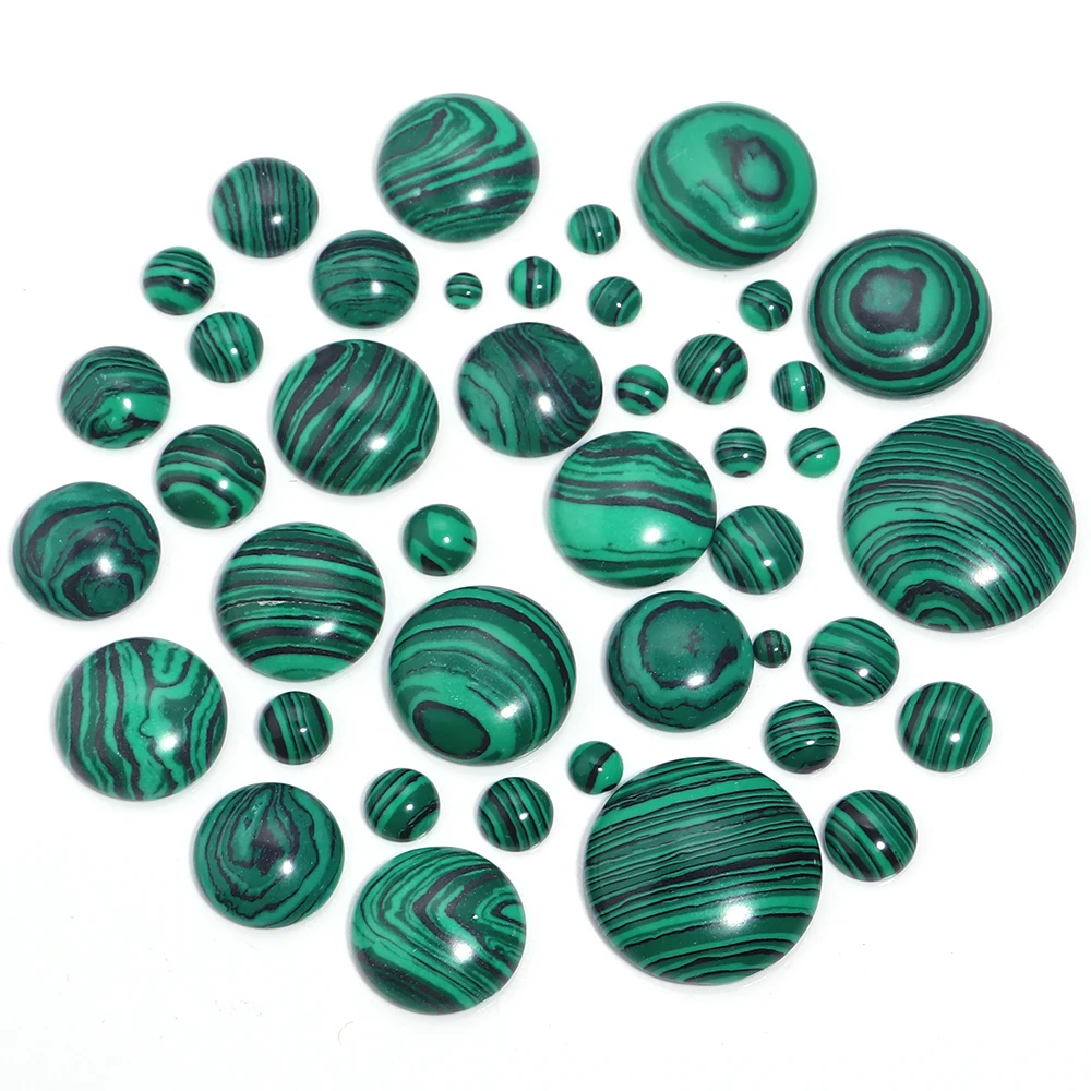 5/10 stücke Natürliche Stein Cabochon Perlen Grün Malachit Runde Flatback Lose Perlen Für Schmuck Machen DIY Ring Anhänger Zubehör
