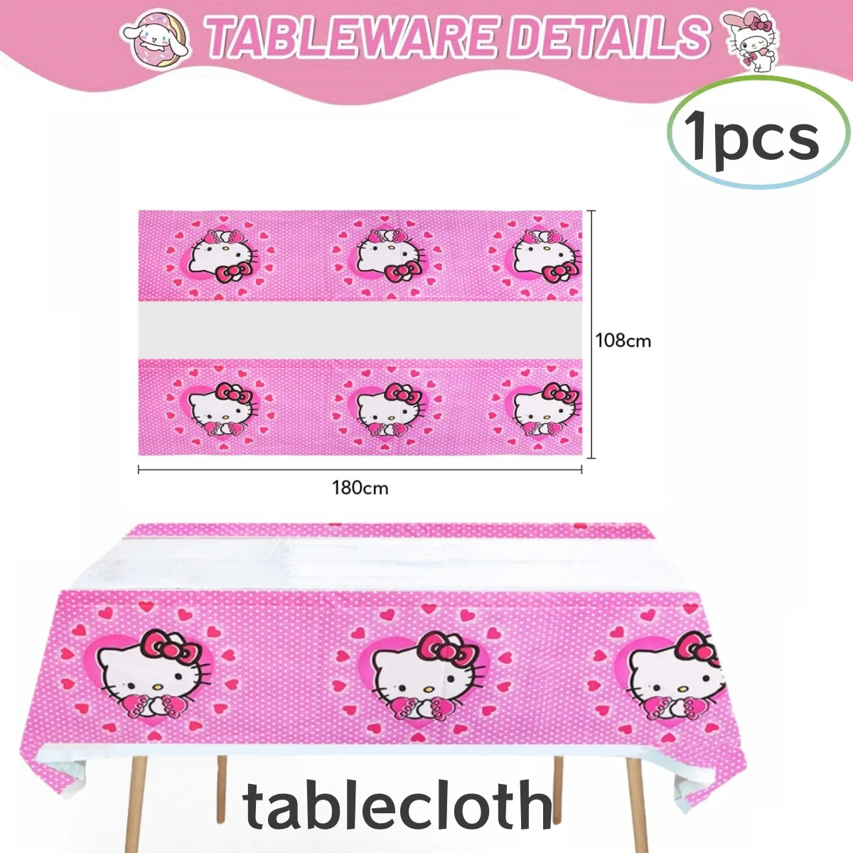 Hello Kitty Birthday Party Decorations Kawaii Cat Tableware Plate Tablecloth Baby Shower DIY stickers Girls Gifts Party Supplies