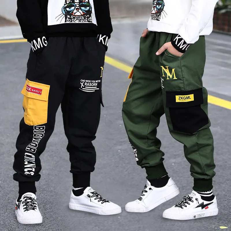 New Fashion Joggers Pants for Big Boy Cotton Spring Fall Teenage Cargo Pant Loose Children Kids Clothes Boys 6 8 10 12 16 Years