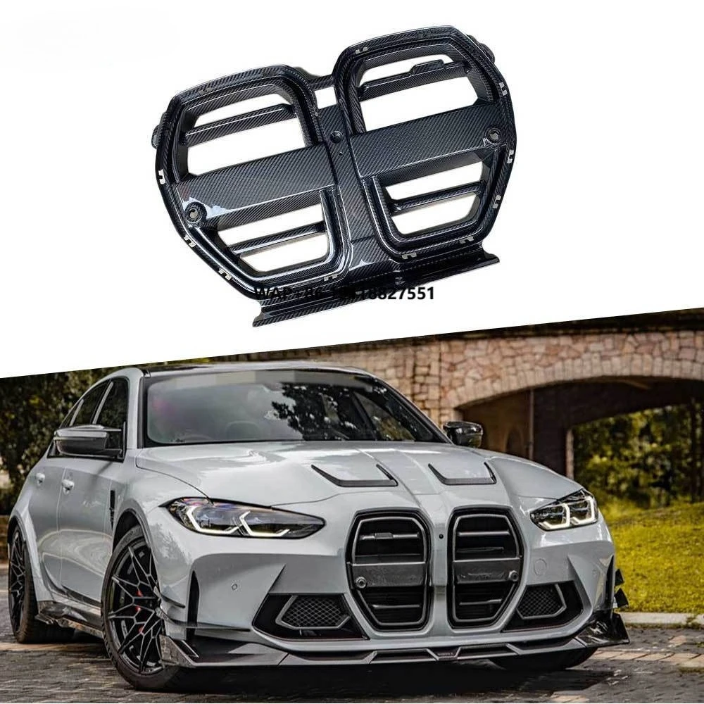 Dry Carbon Fiber Front Bumper Mesh Grill for 3 4 Ser G80 M3 G82 G83 M4 2021+ Front Grill Frame Car Decoration Body Kits FRP