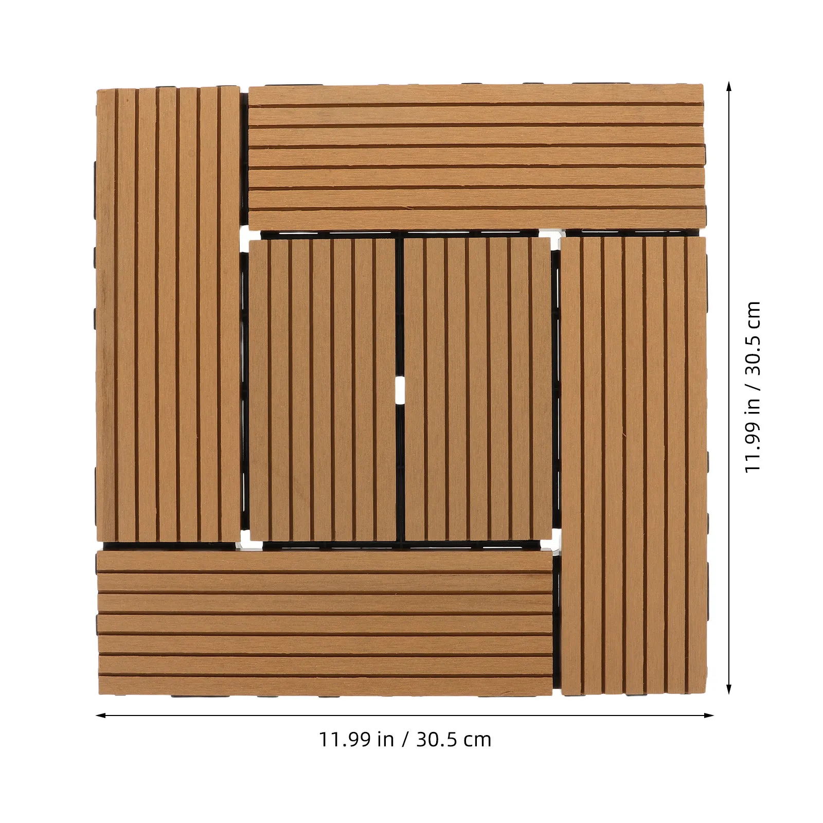 Outdoor Interlocking Plastic Composite Deck Tiles 30.5x30.5x2cm Balcony Patio Garden Flooring Weatherproof Slip Resistant