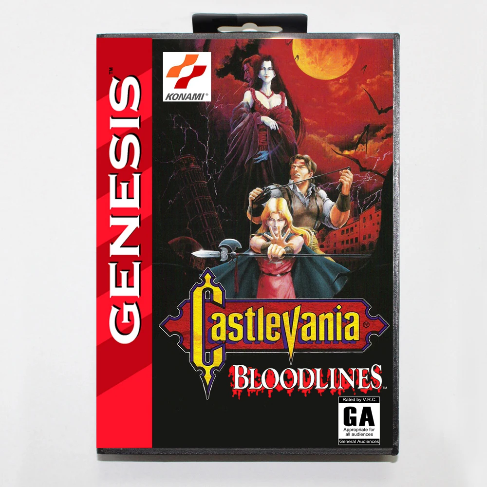 Castlevania BloodLines MD Game Cartridge with USA Box for 16 Bit Sega Megadrive Genesis System