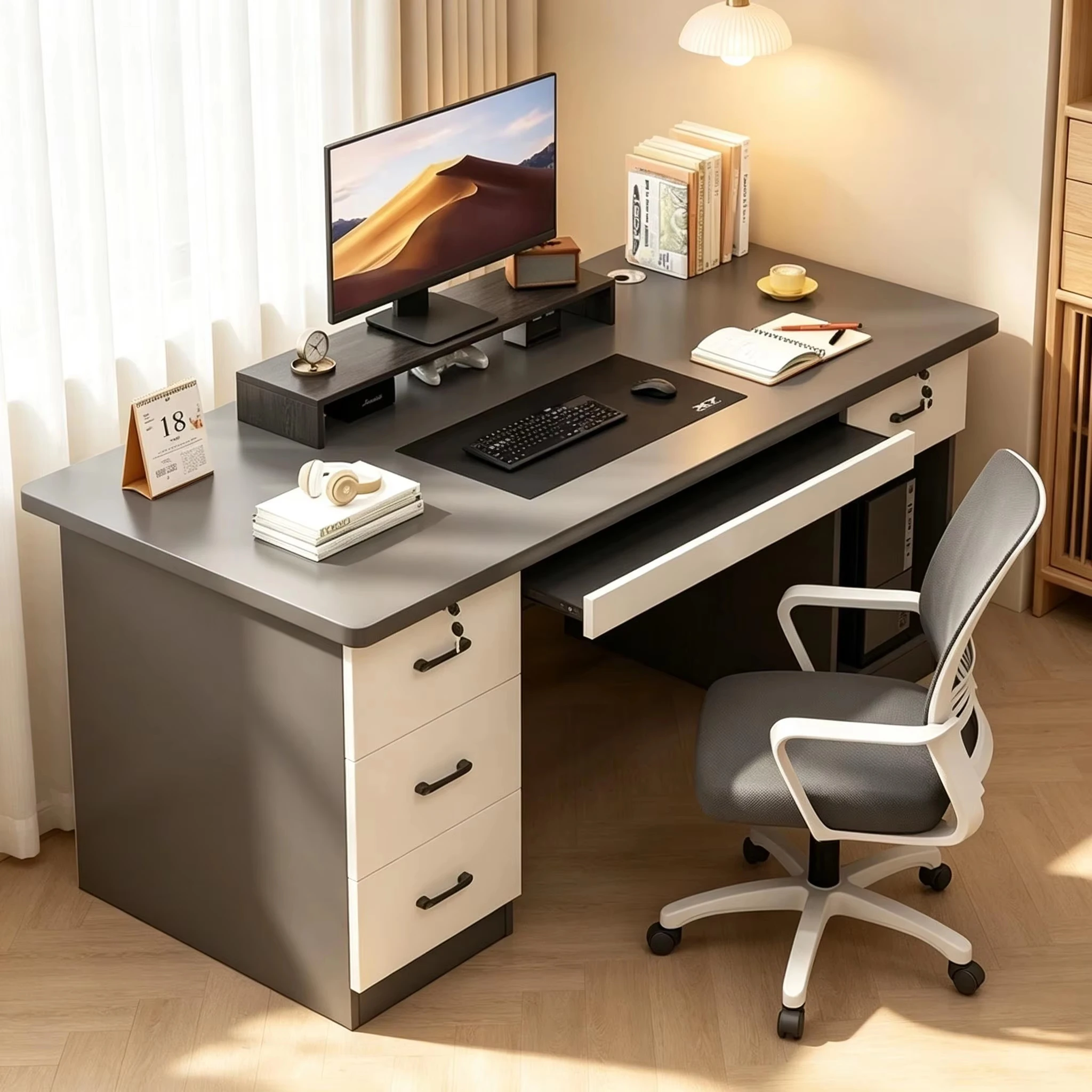 Lockable MDF panel modern comp - Home Office L Shaped Desk review and price