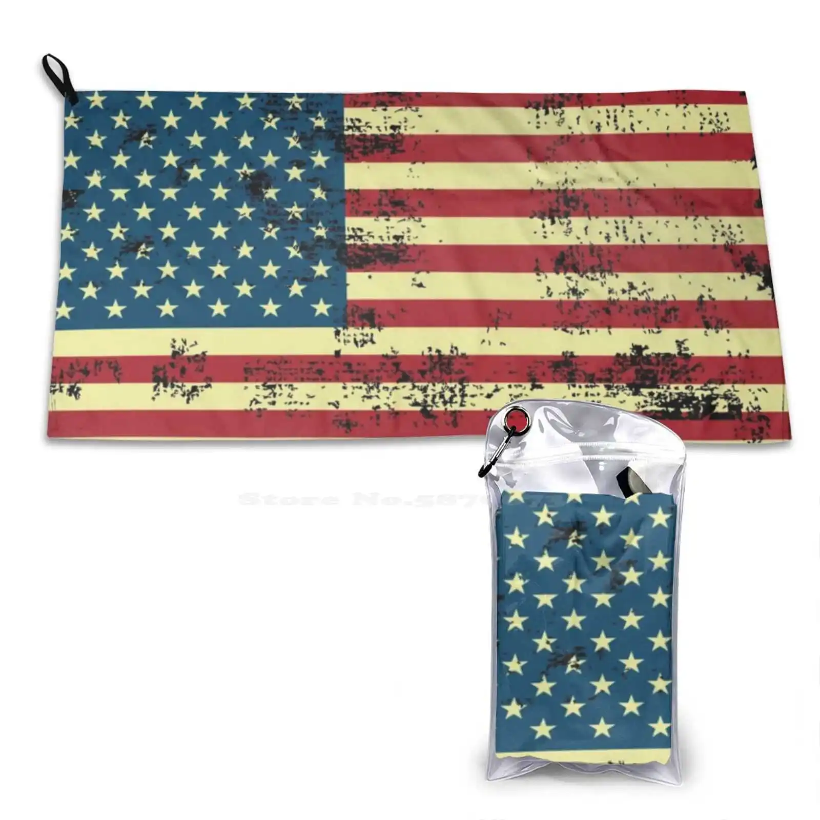 Shredded American Flag Soft Comfortable Bath Towel Outdoor Shredded American Flag Old Patriotic Usa Blue Patriotism White