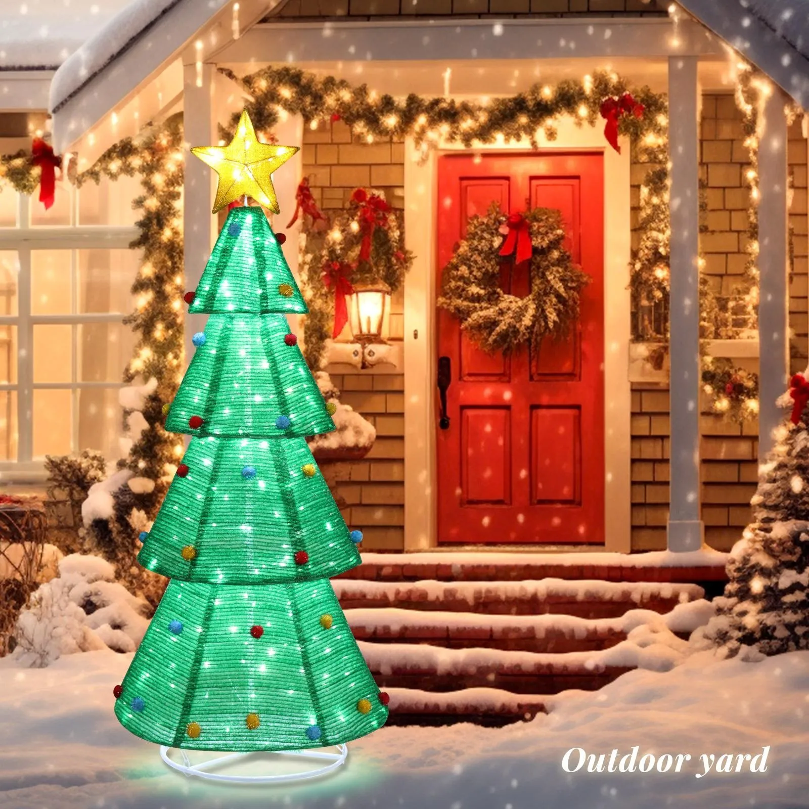 

Christmas Tree Pre-Lit 6 Ft 4-Layer Pop Up for Holiday Decoration Indoor Outdoor