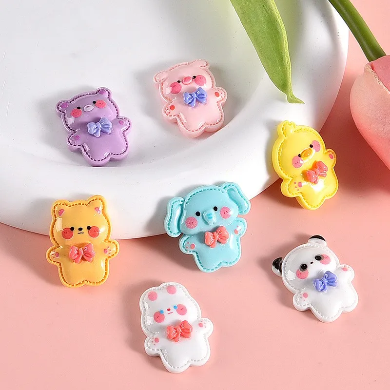 20-30Pcs Cute Rabbit Bear Animal Biscuit Flatback Resin DIY Home Icebox Decorate Patch Child Kawaii Hairpin Headwear Accessories