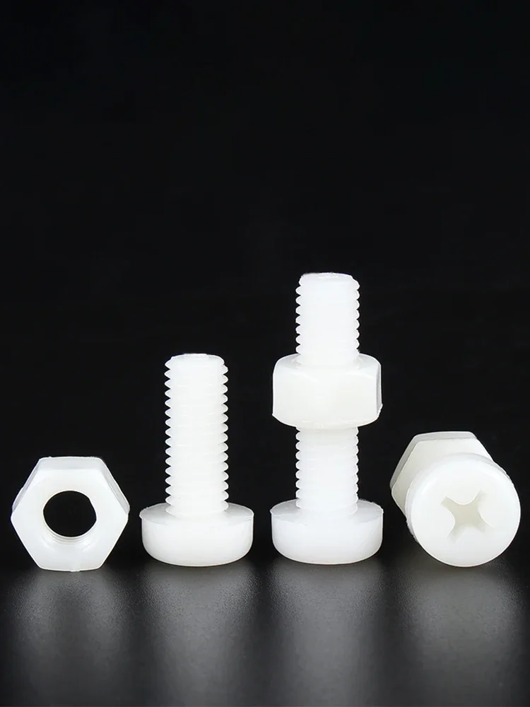 M2 M2.5 M3 M5 M6 Белый нейлон с круглой головкой и крестообразным шлицем, комбинированный набор гаек с пластиковой изоляцией, крестообразный винт, длина 4 мм ~ 30 мм