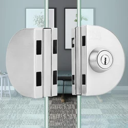 Glass Door Lock Display Cabinet Showcase Locks Stainless Steel Double Door No Need Drilling Anti-Theft Home Door Hardware