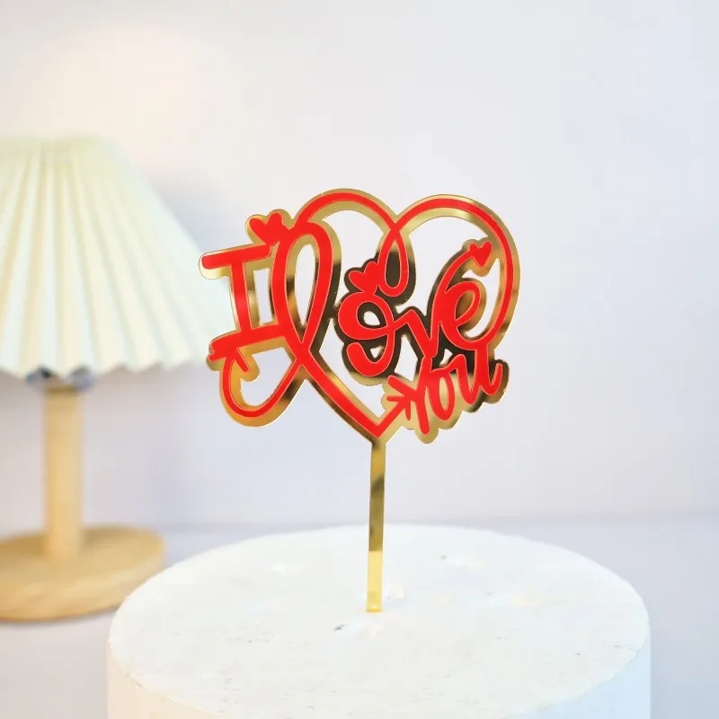 Big Red Love Wedding & Engagement Party Cake Toppers Acrylic Love Valentine\'s Day Cake Topper for Wedding Party Cake Decorations