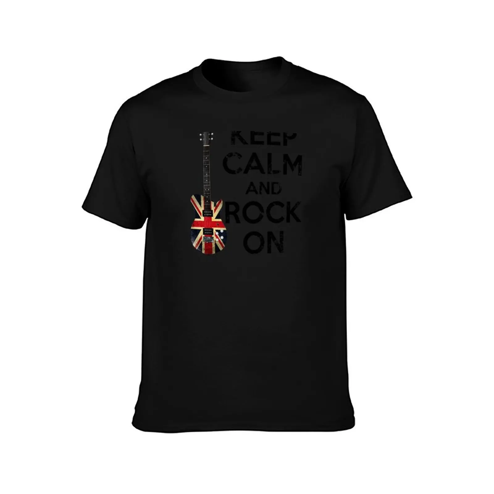 Keep Calm and Rock On - Union Jack Guitar T-Shirt Breathable Gym Short Sleeve T-Shirt
