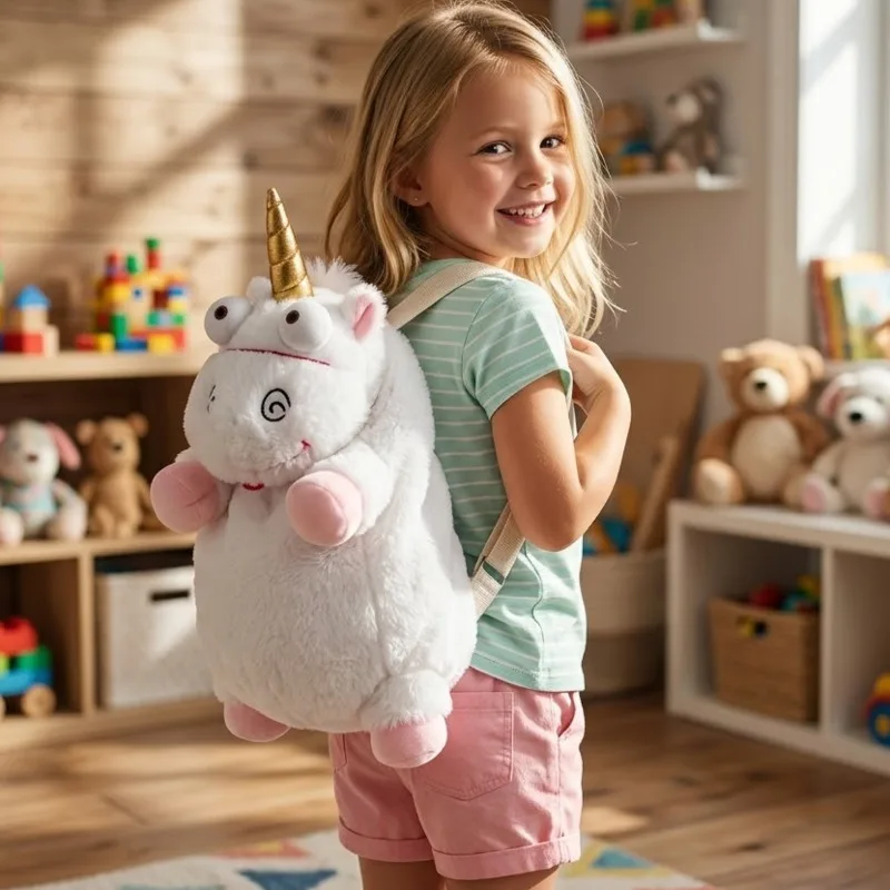 

Despicable White Unicorn doll backpack bag School bag Plush toy Gift Kids Children Toys large