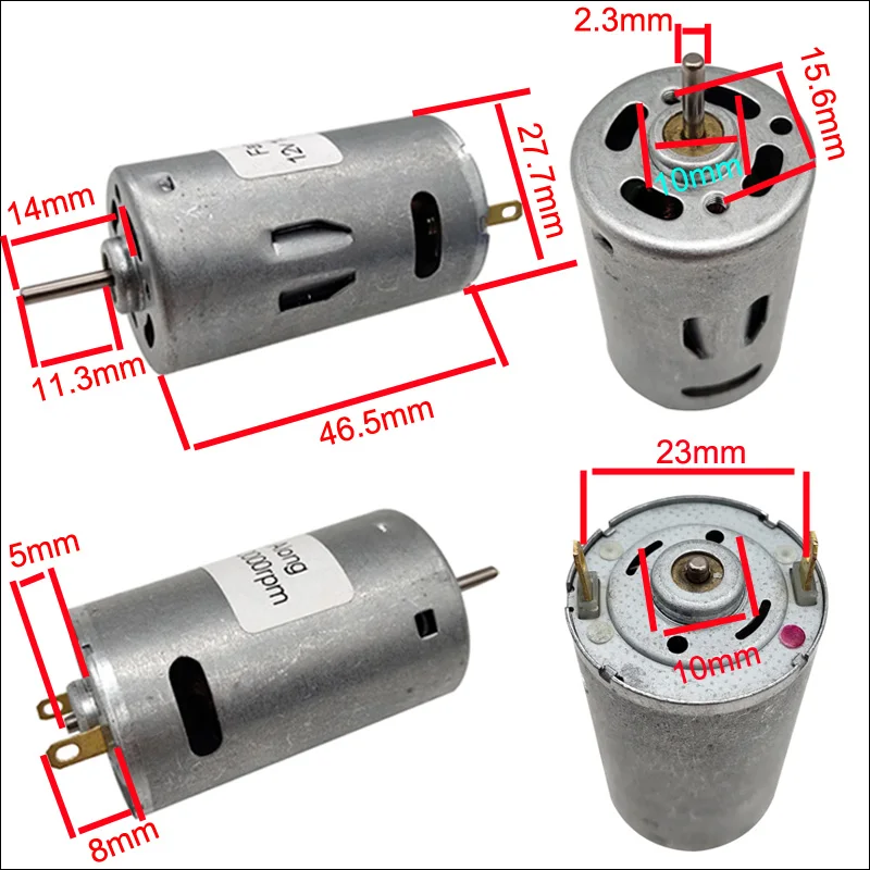 390 Model Strong Magnetic Carbon Brush High Speed DC Motor 12V 10000RPM Metal Electric Motor Use For Automation Equipment etc.