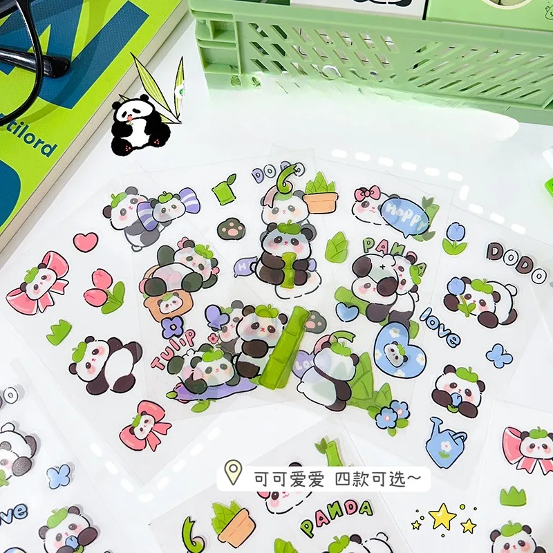 100pcs Cute Pet Panda Sticker Cartoon PET Sticker Children DIY Hand Ledger Decoration Waterproof Water Cup Mobile Phone Stickers