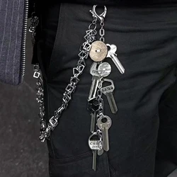 Punk Grunge Rock Key Chain Keychains Gothic Charms Blue Crystal Lock Star Keychain Bag Pendant Korean Fashion Jewelry