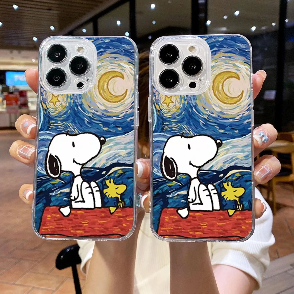 Cute Snoopy Anime Cartoon Transparent Phone Case For iPhone 16 15 14 13 12 11 Pro Max Xr Xs Max 8Plus Case