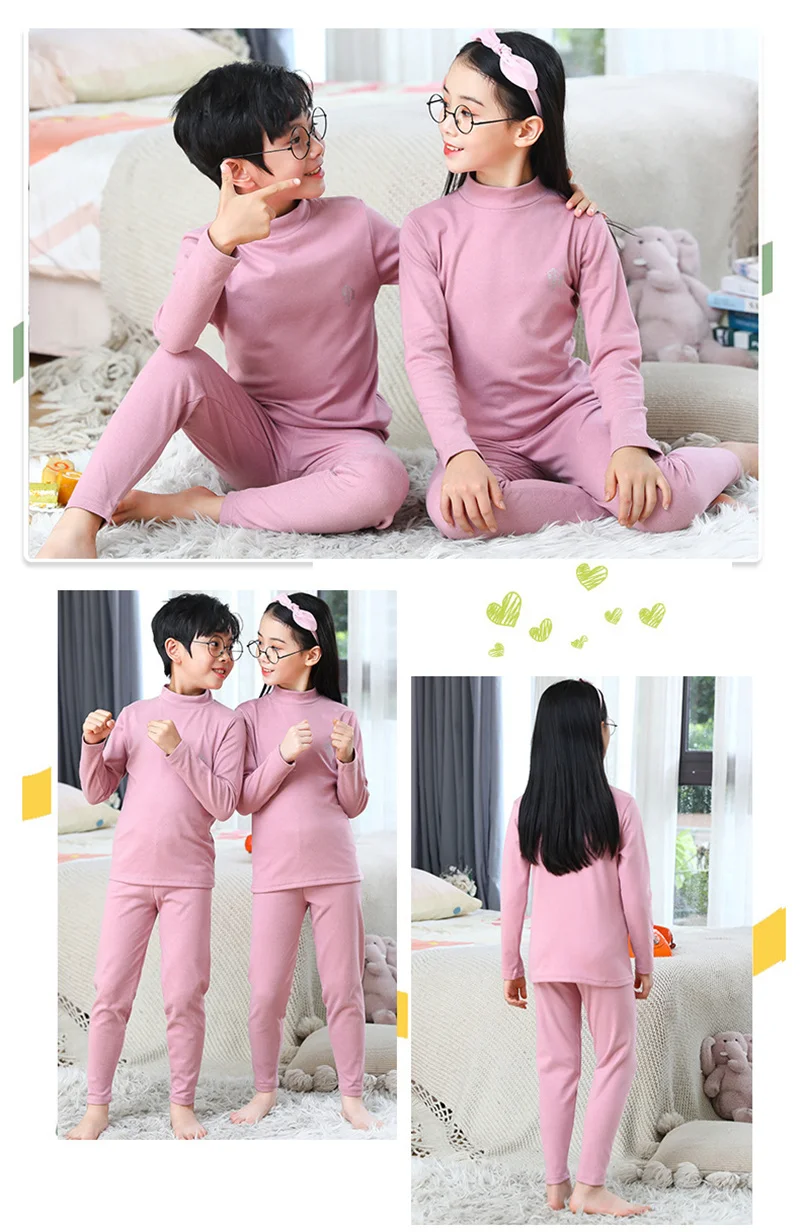 Children Autumn Winter Underwear Sets Kids Thermal Clothing Suit Girls Boys Pajama Sets Teens Clothes No Trace Warm Sleepwear